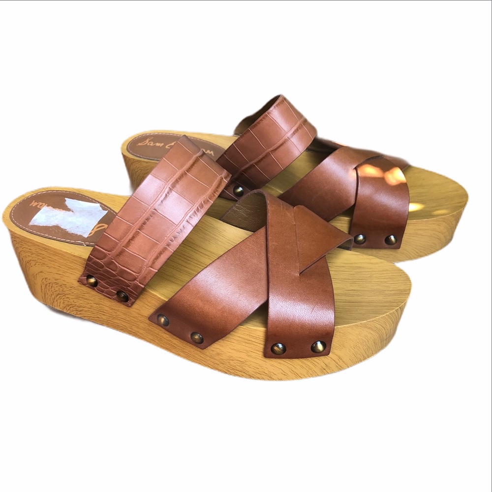 Sam Edelman Platform Wedge Wooden Brown Sandals